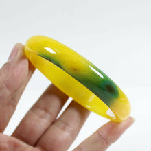 Load image into Gallery viewer, 10% OF- 67/68/69mm Certified Natural Yellow Green Emerald A*Jade Handcrafted Lucky Bracelet Bangle B7957