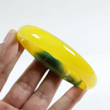 Load image into Gallery viewer, 10% OF- 67/68/69mm Certified Natural Yellow Green Emerald A*Jade Handcrafted Lucky Bracelet Bangle B7957