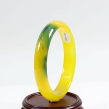Load image into Gallery viewer, 10% OF- 67/68/69mm Certified Natural Yellow Green Emerald A*Jade Handcrafted Lucky Bracelet Bangle B7957
