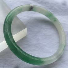 Load image into Gallery viewer, 10% OF- 57/58/59mm Certified Natural Light Green Ice Jadeite Emerald A*Jade Handcrafted Lucky Round Bracelet Bangle WS5414