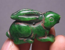 Load image into Gallery viewer, 10% OFF- Certified Natural Jadeite Emerald A Jade HandCarved Lucky Jade Rabbit Feng Shui Pendant A88