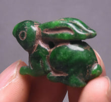 Load image into Gallery viewer, 10% OFF- Certified Natural Jadeite Emerald A Jade HandCarved Lucky Jade Rabbit Feng Shui Pendant A88