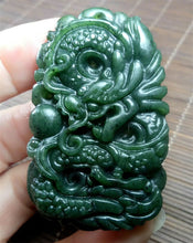 Load image into Gallery viewer, 10% OF- Certified Natural Green Emerald A*Jade Handcarved Lucky Dragon Pendant A0988