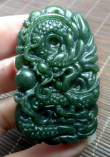 Load image into Gallery viewer, 10% OF- Certified Natural Green Emerald A*Jade Handcarved Lucky Dragon Pendant A0988