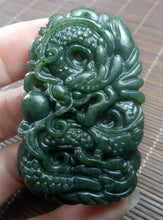 Load image into Gallery viewer, 10% OF- Certified Natural Green Emerald A*Jade Handcarved Lucky Dragon Pendant A0988