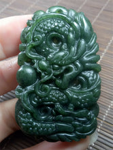 Load image into Gallery viewer, 10% OF- Certified Natural Green Emerald A*Jade Handcarved Lucky Dragon Pendant A0988