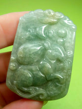 Load image into Gallery viewer, 10% OF- Certified Natural Icy Jadeite Emerald A*Jade Handcarved Lucky Rat Coin Bag Pendant A5906