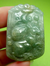 Load image into Gallery viewer, 10% OF- Certified Natural Icy Jadeite Emerald A*Jade Handcarved Lucky Rat Coin Bag Pendant A5906