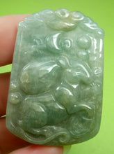Load image into Gallery viewer, 10% OF- Certified Natural Icy Jadeite Emerald A*Jade Handcarved Lucky Rat Coin Bag Pendant A5906