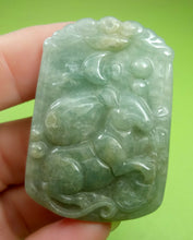 Load image into Gallery viewer, 10% OF- Certified Natural Icy Jadeite Emerald A*Jade Handcarved Lucky Rat Coin Bag Pendant A5906