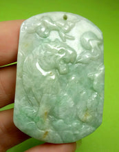 Load image into Gallery viewer, 10% OF- Certified Natural Icy Jadeite Emerald A*Jade Handcarved Lucky Tiger Pendant A5978