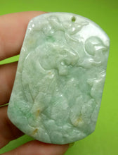 Load image into Gallery viewer, 10% OF- Certified Natural Icy Jadeite Emerald A*Jade Handcarved Lucky Tiger Pendant A5978