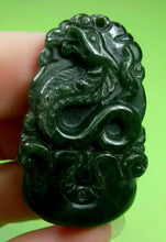 Load image into Gallery viewer, 10% OF- Certified Natural Oily Green Jadeite Emerald A*Jade Handcarved Lucky Snake Ruyi Pendant A5855