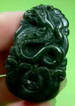 Load image into Gallery viewer, 10% OF- Certified Natural Oily Green Jadeite Emerald A*Jade Handcarved Lucky Snake Ruyi Pendant A5855