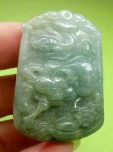 Load image into Gallery viewer, 10% OF- Certified Natural Icy Jadeite Emerald A*Jade Handcarved Lucky Ox Cow Ruyi Coin Pendant A5949