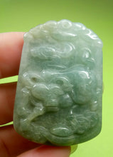 Load image into Gallery viewer, 10% OF- Certified Natural Icy Jadeite Emerald A*Jade Handcarved Lucky Ox Cow Ruyi Coin Pendant A5949