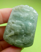 Load image into Gallery viewer, 10% OF- Certified Natural Icy Jadeite Emerald A*Jade Handcarved Lucky Ox Cow Ruyi Coin Pendant A5949