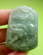 Load image into Gallery viewer, 10% OF- Certified Natural Icy Jadeite Emerald A*Jade Handcarved Lucky Ox Cow Ruyi Coin Pendant A5949