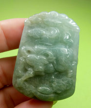 Load image into Gallery viewer, 10% OF- Certified Natural Icy Jadeite Emerald A*Jade Handcarved Lucky Ox Cow Ruyi Coin Pendant A5949