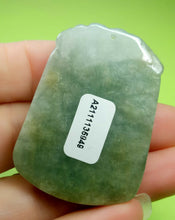 Load image into Gallery viewer, 10% OF- Certified Natural Icy Jadeite Emerald A*Jade Handcarved Lucky Ox Cow Ruyi Coin Pendant A5949
