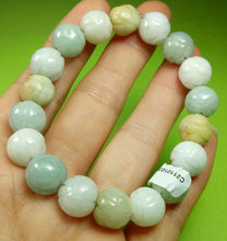 Load image into Gallery viewer, 10% OF- 50-63mm Certified Natural Lavender Multi-Color Jadeite Emerald Jade Carved 11MM Lotus Beads Stretchy-Bracelet《Grade A》C3650