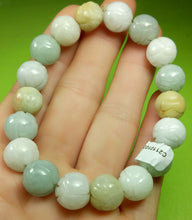 Load image into Gallery viewer, 10% OF- 50-63mm Certified Natural Lavender Multi-Color Jadeite Emerald Jade Carved 11MM Lotus Beads Stretchy-Bracelet《Grade A》C3650