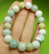 Load image into Gallery viewer, 10% OF- 50-63mm Certified Natural Lavender Multi-Color Jadeite Emerald Jade Carved 11MM Lotus Beads Stretchy-Bracelet《Grade A》C3650