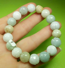 Load image into Gallery viewer, 10% OF- 50-63mm Certified Natural Lavender Multi-Color Jadeite Emerald Jade Carved 11MM Lotus Beads Stretchy-Bracelet《Grade A》C3650