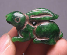 Load image into Gallery viewer, 10% OFF- Certified Natural Jadeite Emerald A Jade HandCarved Lucky Jade Rabbit Feng Shui Pendant A88