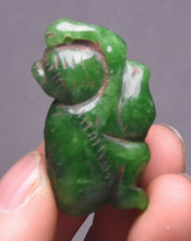 Load image into Gallery viewer, 10% OFF- Certified Natural Jadeite Emerald A Jade HandCarved Lucky Jade Monkey Feng Shui Pendant A88