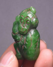 Load image into Gallery viewer, 10% OFF- Certified Natural Jadeite Emerald A Jade HandCarved Lucky Jade Monkey Feng Shui Pendant A88