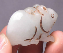 Load image into Gallery viewer, 10% OFF- Certified Natural Jadeite Emerald A Jade HandCarved Lucky White Jade Rat Feng Shui Pendant A88