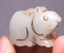 Load image into Gallery viewer, 10% OFF- Certified Natural Jadeite Emerald A Jade HandCarved Lucky White Jade Rat Feng Shui Pendant A88