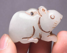Load image into Gallery viewer, 10% OFF- Certified Natural Jadeite Emerald A Jade HandCarved Lucky White Jade Rat Feng Shui Pendant A88