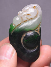 Load image into Gallery viewer, 10% OFF- Certified Natural 3 Color Jadeite Emerald A Jade HandCarved Lucky Dragon Feng Shui Pendant A88