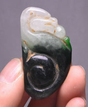 Load image into Gallery viewer, 10% OFF- Certified Natural 3 Color Jadeite Emerald A Jade HandCarved Lucky Dragon Feng Shui Pendant A88