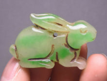Load image into Gallery viewer, 10% OFF- Certified Natural Jadeite Emerald A Jade HandCarved Lucky Rabbit Feng Shui Pendant A88