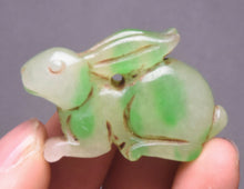 Load image into Gallery viewer, 10% OFF- Certified Natural Jadeite Emerald A Jade HandCarved Lucky Rabbit Feng Shui Pendant A88