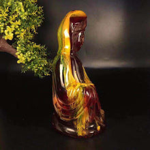 Load image into Gallery viewer, 7.3''H- Chinese Natural Antique Exquisite GEOMANTIC AMBER Handcarved Sculpture Guanyin Statue