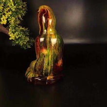 Load image into Gallery viewer, 7.3''H- Chinese Natural Antique Exquisite GEOMANTIC AMBER Handcarved Sculpture Guanyin Statue