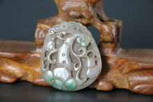 Load image into Gallery viewer, 10% OFF- Certified Natural Light Green Jadeite Emerald Jade Handcarved Lucky Gourd Ruyi Pendant《Grade A》NO.C88