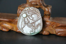 Load image into Gallery viewer, 10% OFF- Certified Natural Light Green Jadeite Emerald Jade Handcarved Lucky Gourd Ruyi Pendant《Grade A》NO.C88