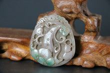 Load image into Gallery viewer, 10% OFF- Certified Natural Light Green Jadeite Emerald Jade Handcarved Lucky Gourd Ruyi Pendant《Grade A》NO.C88