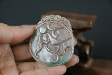 Load image into Gallery viewer, 10% OFF- Certified Natural Light Green Jadeite Emerald Jade Handcarved Lucky Gourd Ruyi Pendant《Grade A》NO.C88