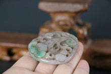 Load image into Gallery viewer, 10% OFF- Certified Natural Light Green Jadeite Emerald Jade Handcarved Lucky Gourd Ruyi Pendant《Grade A》NO.C88