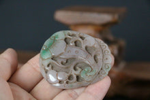 Load image into Gallery viewer, 10% OFF- Certified Natural Light Green Jadeite Emerald Jade Handcarved Lucky Gourd Ruyi Pendant《Grade A》NO.C88