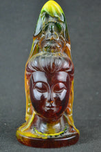 Load image into Gallery viewer, 7.3''H- Chinese Natural Antique Exquisite GEOMANTIC AMBER Handcarved Sculpture Guanyin Statue