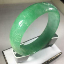 Load image into Gallery viewer, 57-59mm Certified Natural Green Jadeite Emerald A Jade HandCarved Flower Bracelet Bangle GX3133 with Gift Box