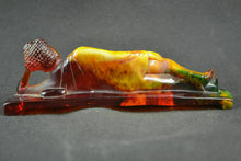 Load image into Gallery viewer, 8.18''L- Chinese Natural Antique Exquisite GEOMANTIC AMBER Handcarved Sculpture Blessing Buddha Statue