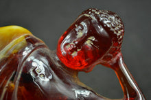 Load image into Gallery viewer, 8.18''L- Chinese Natural Antique Exquisite GEOMANTIC AMBER Handcarved Sculpture Blessing Buddha Statue